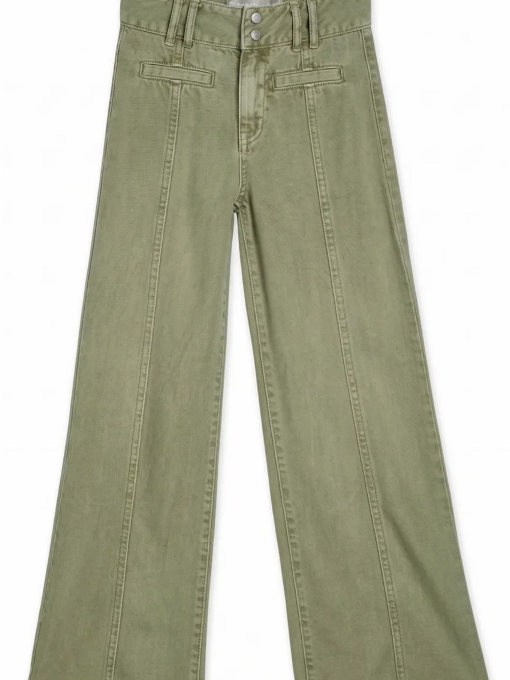 Tractr Olive Green High-Rise Wide-Leg Jeans for Kids
